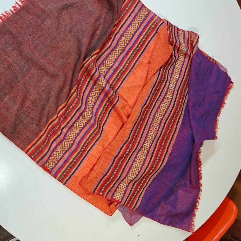 Handwoven Striped Colorful Scarf - Geometric Pattern - Colorblock - Picture 3 of 5